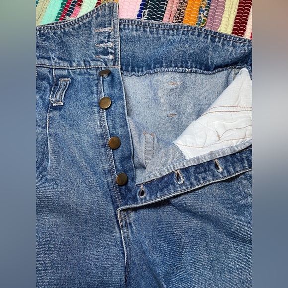 Vintage 80s Fragile Fold Over High Waist Mom Jeans | Tapered Denim Sz 11 - Picture 4 of 12
